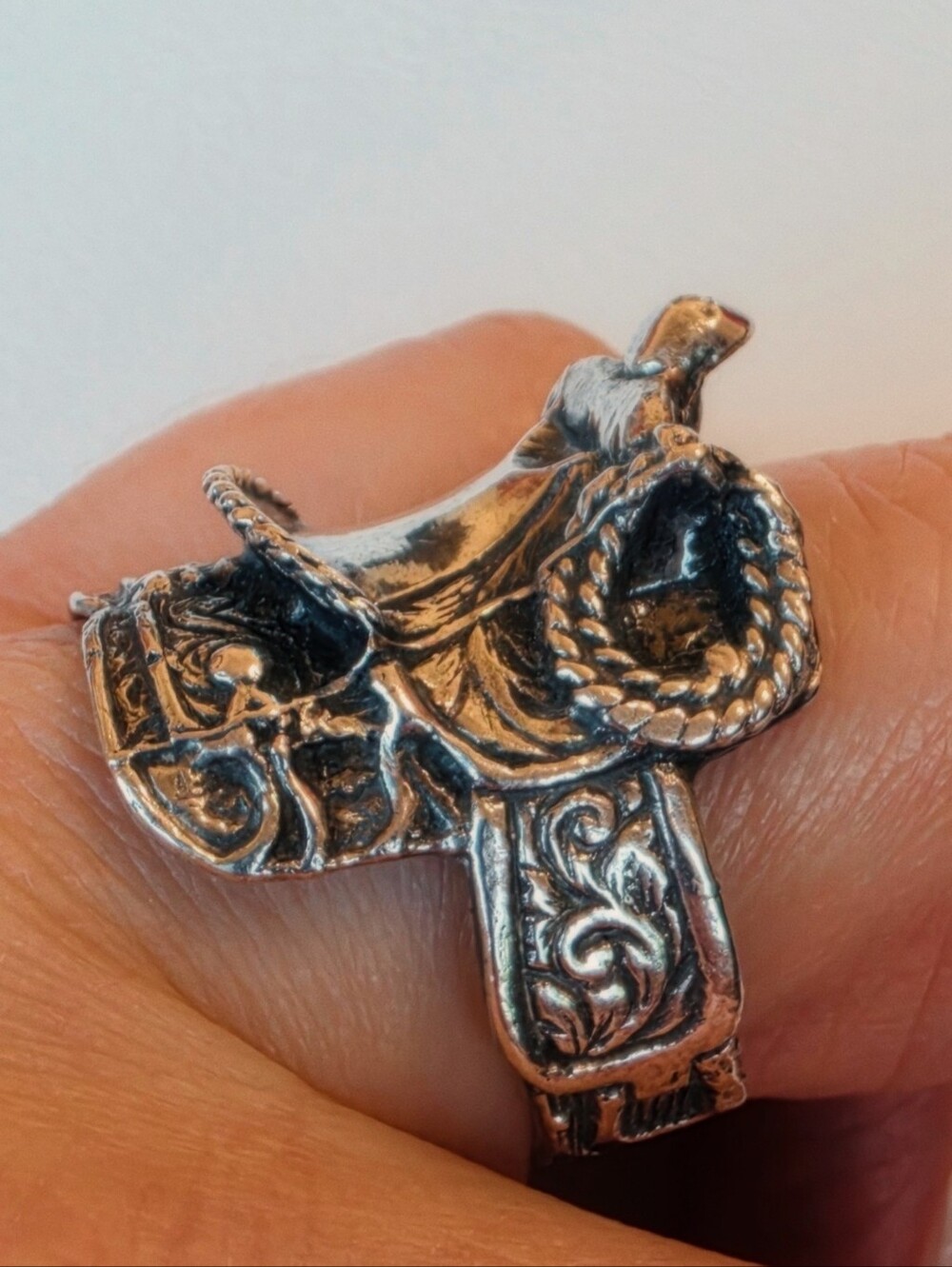 Vintage Sterling Silver Cowboy Horse Saddle Ring